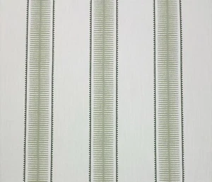 BALLARD DESIGNS MURPHY GREEN WHITE GRAPHIC STRIPE MULTIUSE FABRIC BY YARD 55"W - Picture 1 of 7