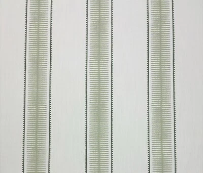 BALLARD DESIGNS MURPHY GREEN WHITE GRAPHIC STRIPE MULTIUSE FABRIC BY YARD 55"W - Image 1 of 4