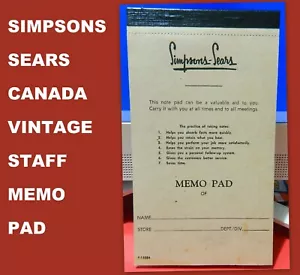SIMPSON SEARS DEPARTMENT STORE CANADA VINTAGE STAFF MEMO PAD - Rare 1950s - Picture 1 of 4