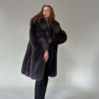 Modern Women Real Fox Fur Coat Natural Fluffy Fur Lapel Jacket Winter Overcoat