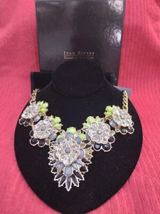 Joan Rivers QVC Chunky Statement Necklace Rhinestone Floral Signed Jewelry ✞ - Picture 1 of 12