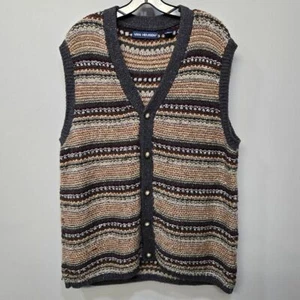 Vintage Van Heusen Sweater Vest Men Big & Tall XXL Stripe Chunky Grandpa Grunge - Picture 1 of 5