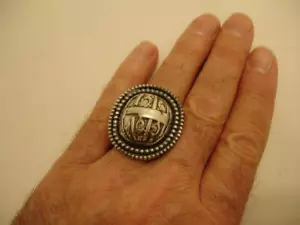 Pamela Adger Santa Fe Künstler riesiger Ring Sterlingsilber gewölbt Herren Damen 11,5 12 - Bild 1 von 12