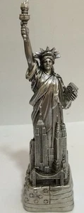 6" Silver Statue of Liberty Figurine w.Flag Base and NYC SKYLines from NYC - Picture 1 of 4