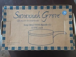 NIB - Citation - Stoneware - SAVANNAH GROVE 2 Pc Soup Bowls 12 oz. With Handle - Picture 1 of 9