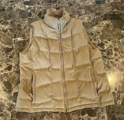 LL BEAN Goose Down Quilt Puffer Vest Sherpa Collar women XL - Image 1 of 4