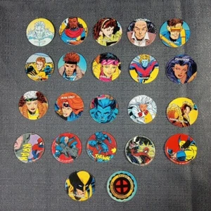X-Men Pogs / Bottle caps Milk Caps, 22 Total 1990s, Slamco, Wolverine, Spiderman - Picture 1 of 2