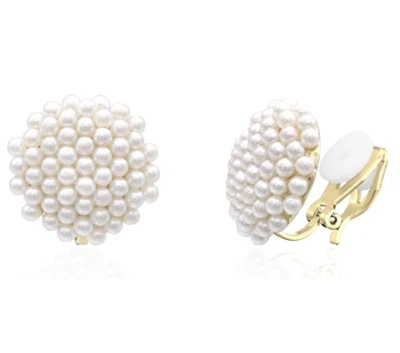 Pendientes con forma de racimo de flores y perlas simuladas rellenos de oro de 14K para mujer regalo de mamá-nuevos Foto 1 de 4