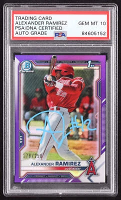 Alexander Ramirez Signed 2021 Bowman Chrome Prospects Purple Refractors #BCP145 - Image 1 of 2
