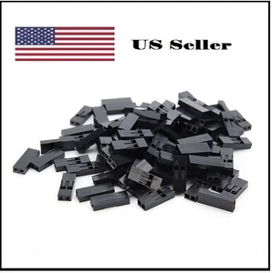 100 QT 2.54mm 2P Pitch Dupont Jumper Wire Cable Housing Female Pin Connectors - Picture 1 of 1