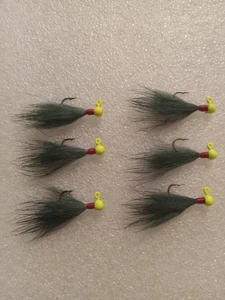 Smoo's Custom Jigs (6) 1/64 Oz. Rabbit Hair Jigs Green *1030 - Picture 1 of 1