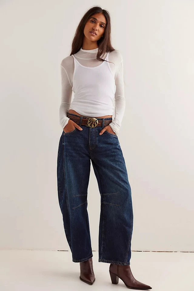 Free People - We The Free Good Luck Mid-Rise Barrel Jeans #80799299 - Image 1 of 1