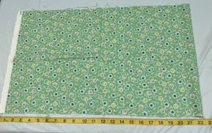 Vintage Style Repro Print Green with Multicolor Shapes Fabric 13 1/2" x 43 1/2" - Picture 1 of 2