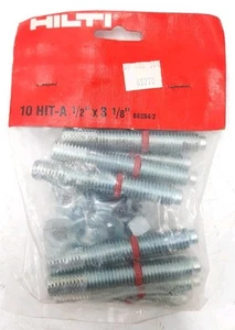 Hilti Hit-A 1/2" x 3-1/8" 88394/2 Concrete Anchor Threaded Rod/Bolt Set 10 Pcs - Picture 1 of 8