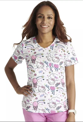 Hello Kitty Cherokee Scrubs 2XL Sanrio Tooniforms Rounded V Neck Top TF786 HKMS - Image 1 of 4