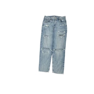 Jeans donna American Eagle Mom dritto effetto invecchiato taglia 8 blu denim jeans - Foto 1 di 5