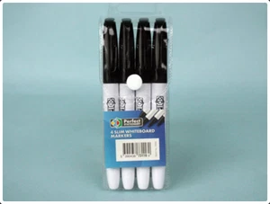 Whiteboard Markers Slim Black 4 Pieces - Picture 1 of 24