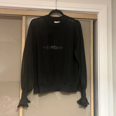 H&M Camicia Donna Nera Trasparente Metallizzata S - Immagine 1 di 4