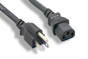 15FT Universal 3 Prong AC Power Cord Cable Black 18AWG Computer Monitor UL CE - Picture 1 of 1