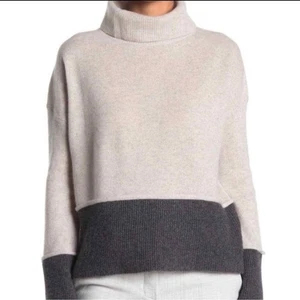 Knyt & Lynk 100% Kaschmir Pullover Color Block Gr. Small grau Rollkragen - Bild 1 von 10