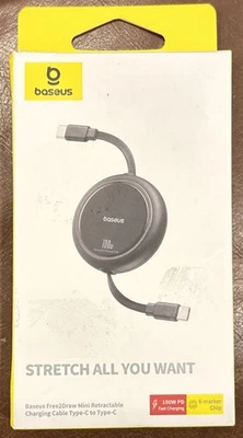 BASEUS - USB C to USB C Cable / 100W Retractable USB C 5A Fast Charging Cable - Image 1 of 4