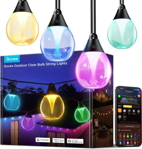 Govee H7025 Outdoor Clear Bulb String Lights, 15M Dimmable RGBWIC H1 - Z03 - Picture 1 of 8