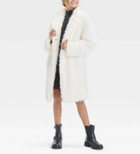Girls Art Class Faux Fur Mid Length Lined Coat Ivory L (10-12) NWT - Picture 1 of 8