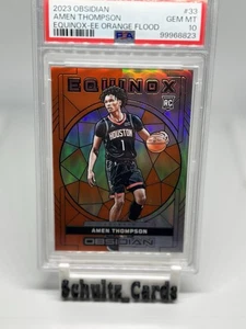 2023 Panini Obsidian Amen Thompson Equinox Orange Flood /75 Rookie RC PSA 10 - Picture 1 of 2