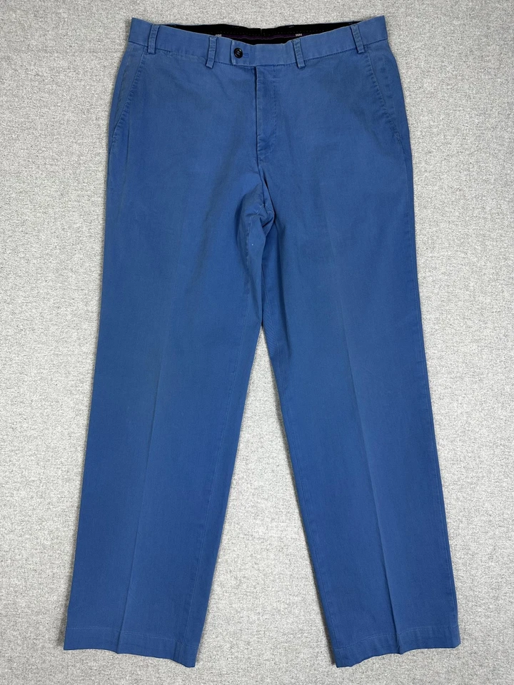 Pantalones Hiltl Para Hombres 34x38 Azul Dayne-So Algodón Vestido Chino Pantalones Rumania Desteñidos Foto 1 de 4