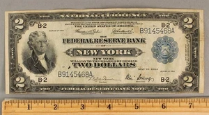 1918 Battleship Note $2 Two Dollar Large-Sized US Banknote B9145468A Blue Seal - Picture 1 of 4