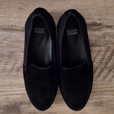 Мокасины Eileen Fisher Dell черные замшевые эластичные без застежек карьерные туфли женские размер 7,5 - Изображение 1 из 4