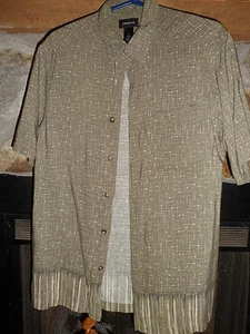 Camisa CLAIBORNE para hombre M (40") verde HAWAIANA bolsillo único 100% rayón - Imagen 1 de 4