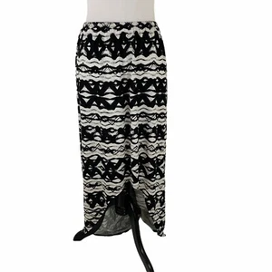 Element Women's Maxi Skirt L Large NWT Cotton Modal Blend Black White - Picture 1 of 12