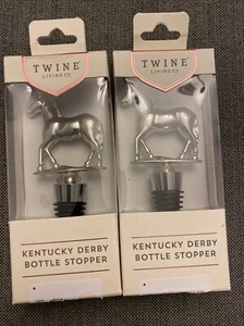 2x Kentucky Derby Silver Horse Bottle Stopper Twine Living Co. New Free Shipping - Picture 1 of 3