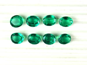 55.80 Cts/8Pcs Wholesale Lot Lab Created Emerald Oval Shape Loose Gemstone - Picture 1 of 4