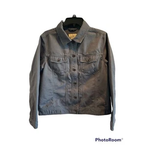 L L Bean Womens Blue Jean Jacket Button Up Floral Trim M 0 APU2 - Picture 1 of 4