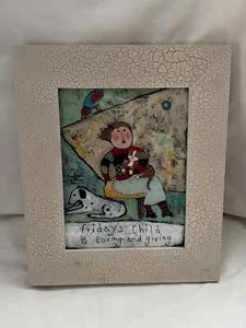 Barbara Olsen Figurative Framed Art Friday's child is loving and giving VTG - Picture 1 of 3