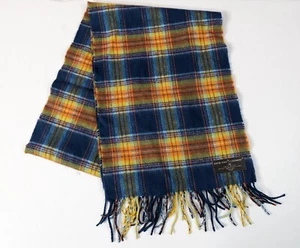 D&Y one size plaid softer than cashmere scarf Blue & Yellow - Picture 1 of 4