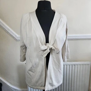M&Co Plus Beige Knit Shrug Tie Front Cardigan 3/4 Sleeve Size 18-20 Summer - Picture 1 of 8