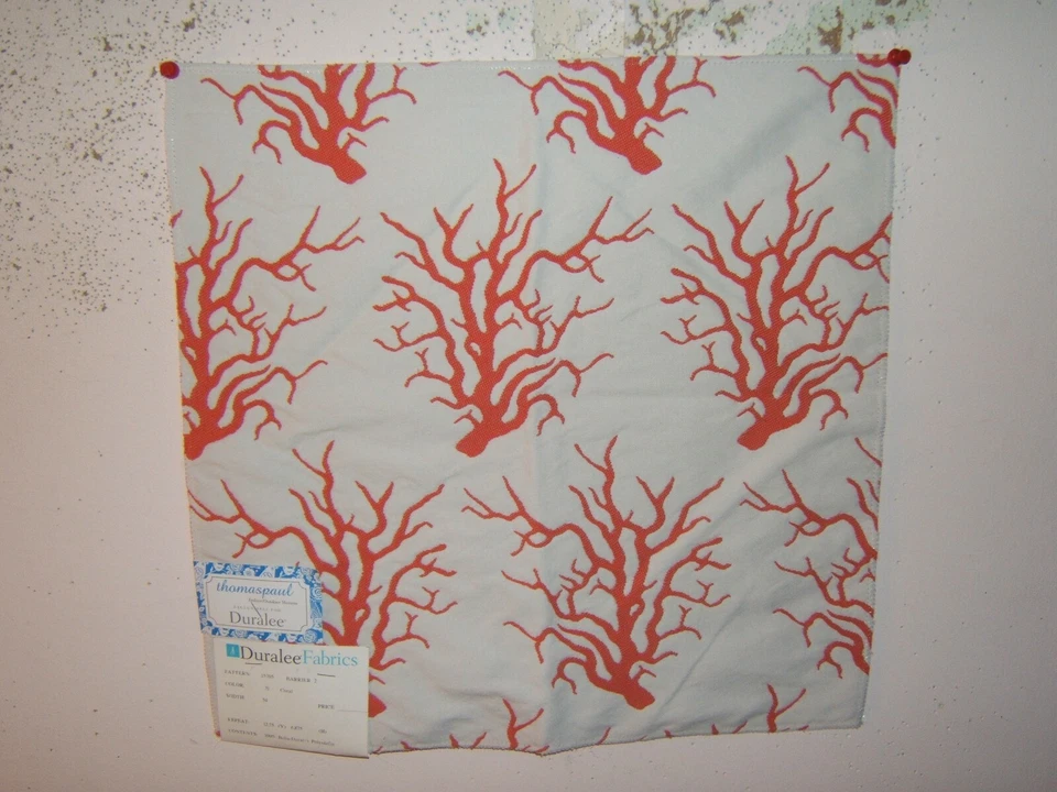 Duralee, Barrier 2, Corals, Indoor/Outdoor,  Remnant for Crafts, Color Coral - Image 1 of 1