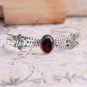 Facettierter Granat & Peridot Schliff Edelstein 925 Sterling Silber Schmetter... - Bild 1 von 6