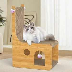 Cat Scratcher Board Kitten Scratching Cardboard L-Shaped Wall Climbing Tree Toys - Picture 1 of 8