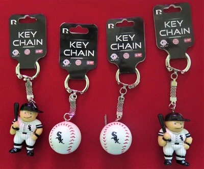 FOUR (4) CHICAGO WHITE SOX  PLASTIC, BASEBALL KEY CHAINS FROM RICO INDUSTRIES - Image 1 of 3