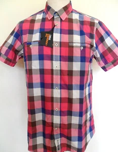 Ben Sherman Men's Short Sleeve Shirt Size: Large Red Blue Checks MC1225M - Picture 1 of 6