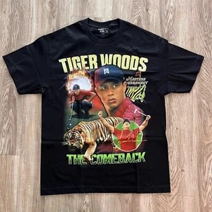 Chinatown Market Secret Club Tiger Woods Rap Tee Shirt Golf Black Size Large - Picture 1 of 9