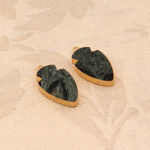 Leaf Shape Mohave Turquoise Gemstone In Brass Connector Earring/Pendent Making - Picture 1 of 2