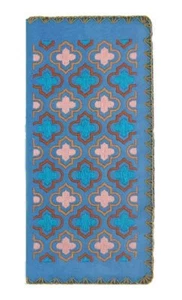 LAVISHY MOROCCAN EMBROIDERED LARGE WALLET VEGAN FAUX LEATHER NEW (97-184Blue) - Picture 1 of 5