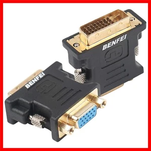 2 Pack DVI-I Male to VGA Female Adapters - Gold Connection for 1080P Displays - Picture 1 of 6