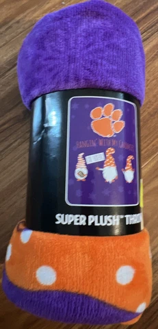 Northwest Co Clemson Tigers Plush Throw Blanket 46x60 HANGIN WITH THE GNOMIES Cover