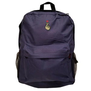 NAVY BLUE Backpack Bag with FINGER HEART K POP LOGO EMBROIDERED - Picture 1 of 2